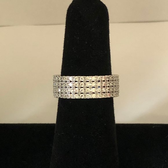 Sterling Silver Express Multi Row Stone Band Ring - Picture 1 of 7